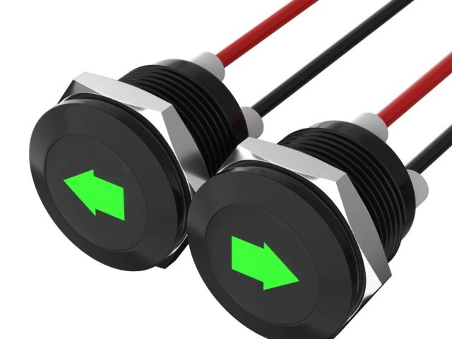 2X 12mm LED Indicator Pilot Dash Light Single Arrow Turn Signal Indicator Lights