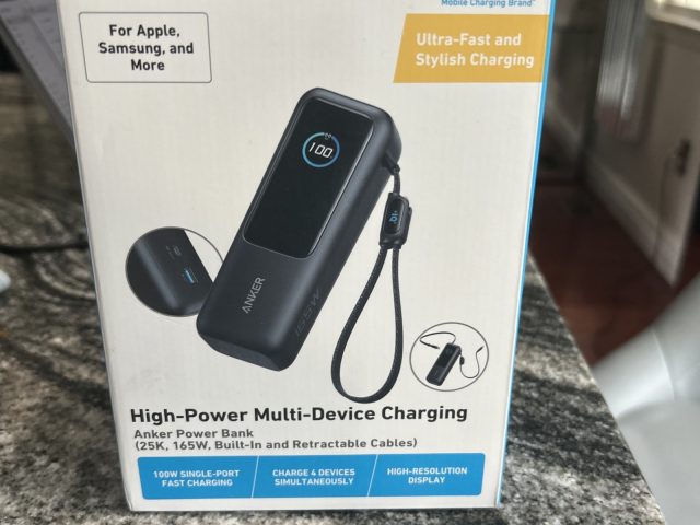 Anker Laptop Power Bank (25K, 165W, Built-In and Retractable Cables)