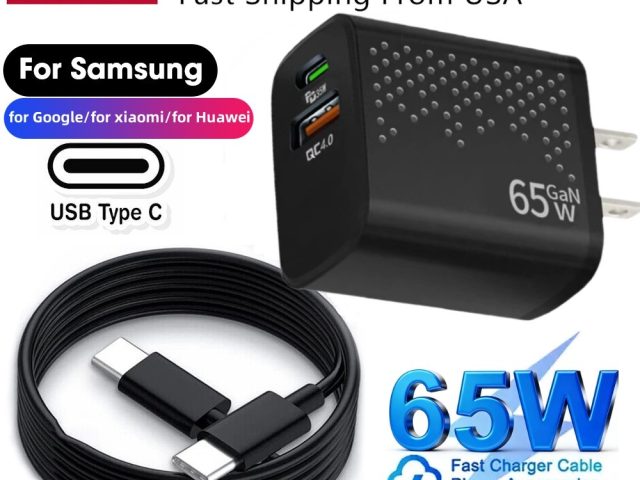 65W Type C Super Fast Wall PD Charger+ Cable For Samsung Galaxy S24 S23 S22 NOTE